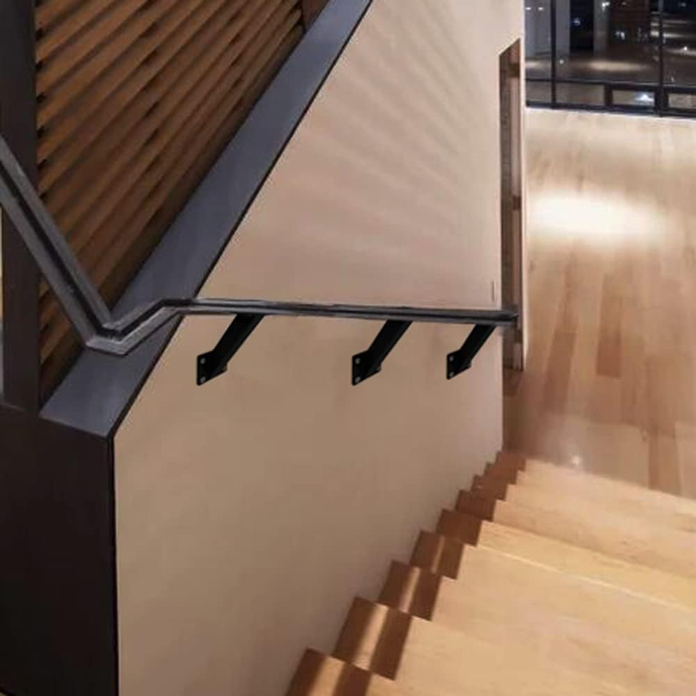 Support mural pour rampe d'escalier en acier robuste - Accessoires de garde-corps en bois - 5