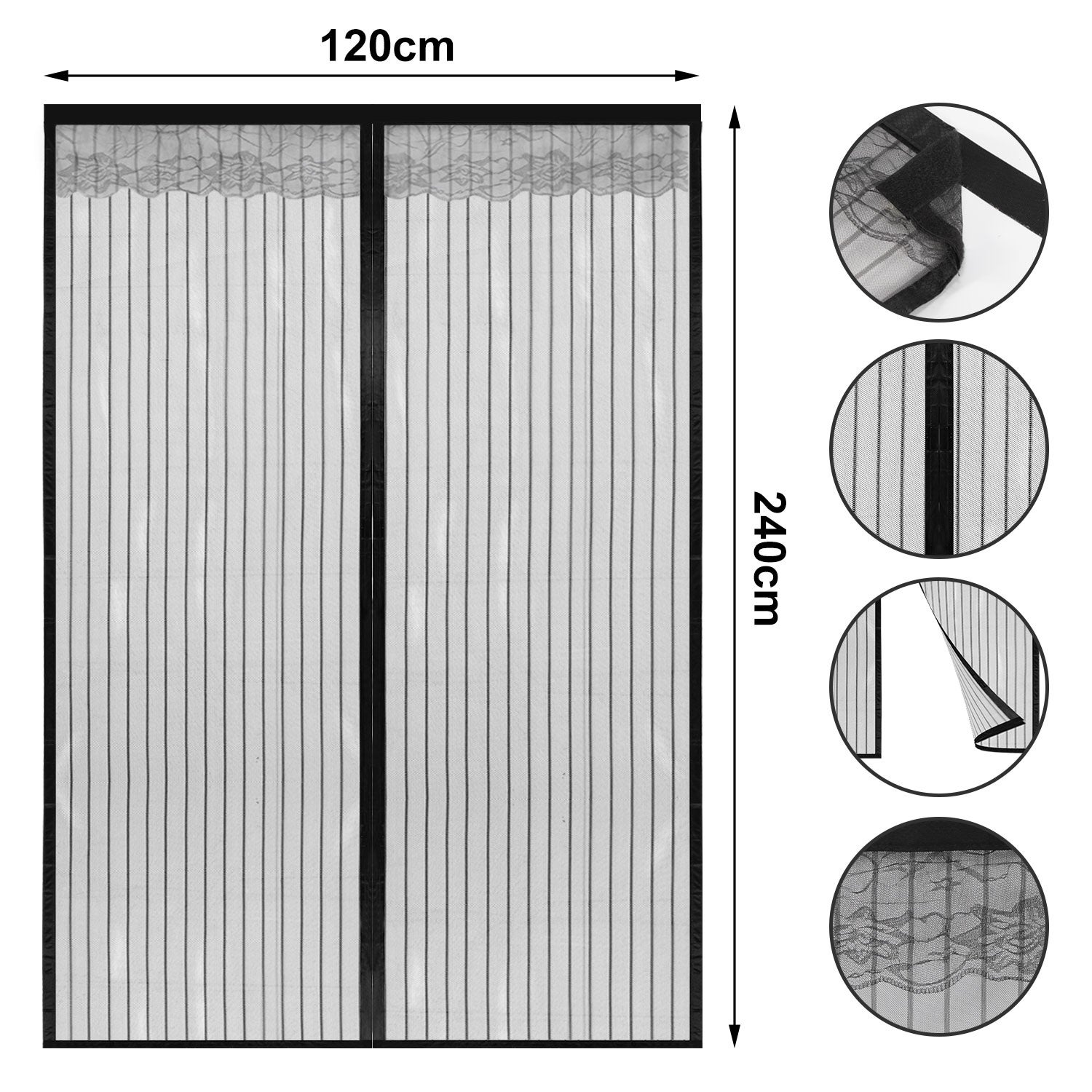 Moustiquaire Porte Magnetique 115 X 200 Cm Fermeture Automatique Porte