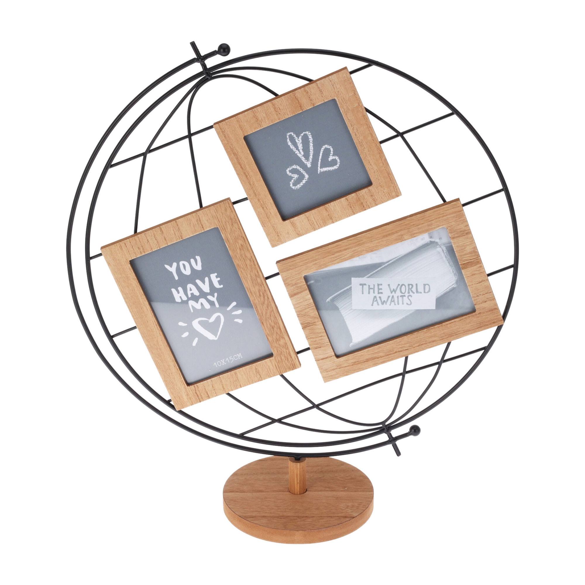 Wellhome marco de fotos para 3 fotos 42x15x45 cm en negro