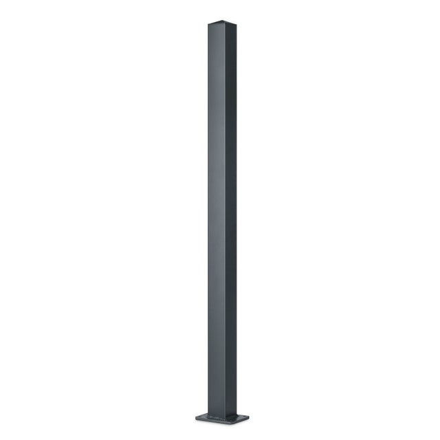 Poteau aluminium tradition style ferronnerie sur platine universel pour portail et portillon chapeau inclus H1.86 m Gris
