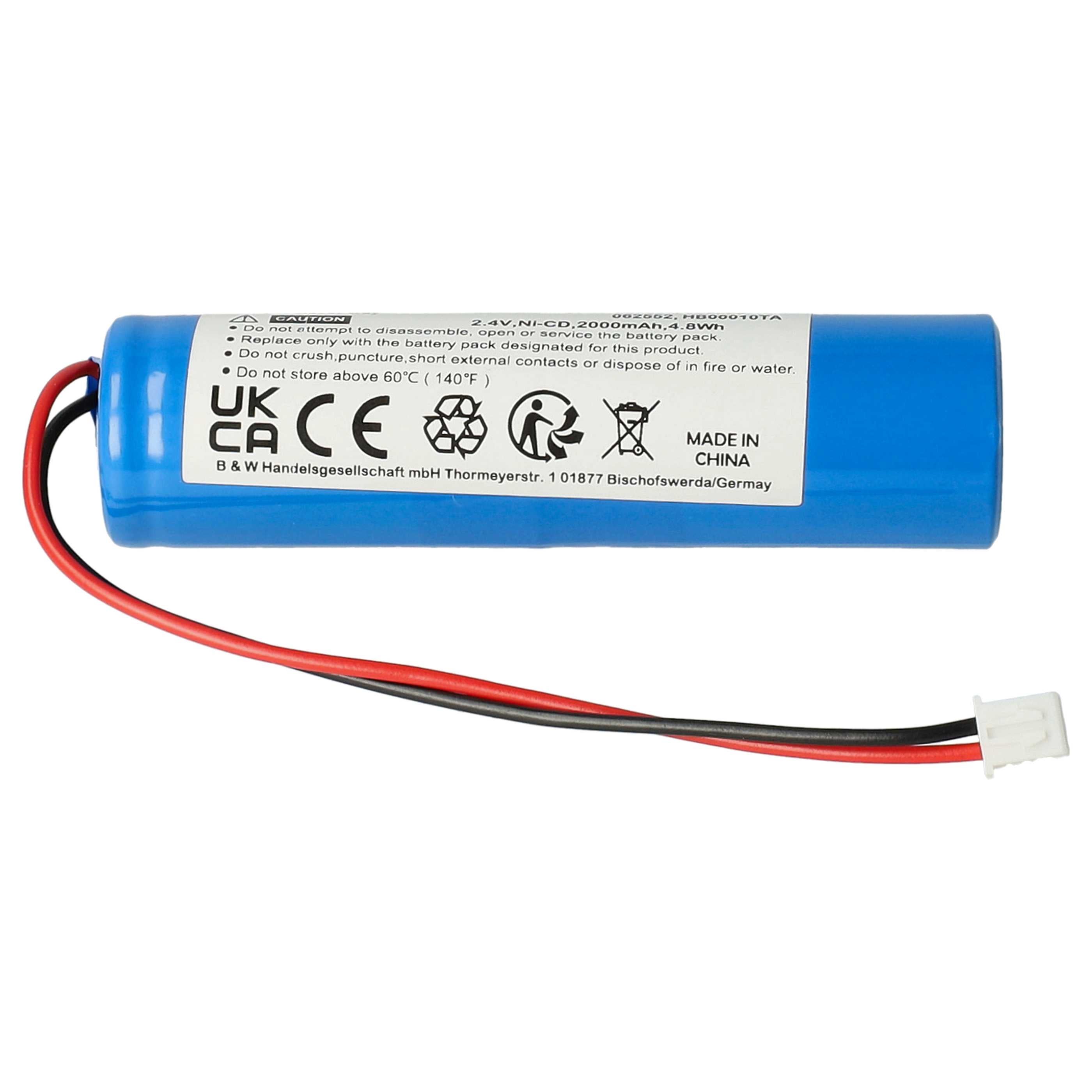 vhbw Batterie compatible avec Legrand BAEH IP66 ECO1, BAEH, B65LED, 805809, BAPI, BAES éclairage d'issue de secours (2000mAh, 2,4V, NiMH) - 3