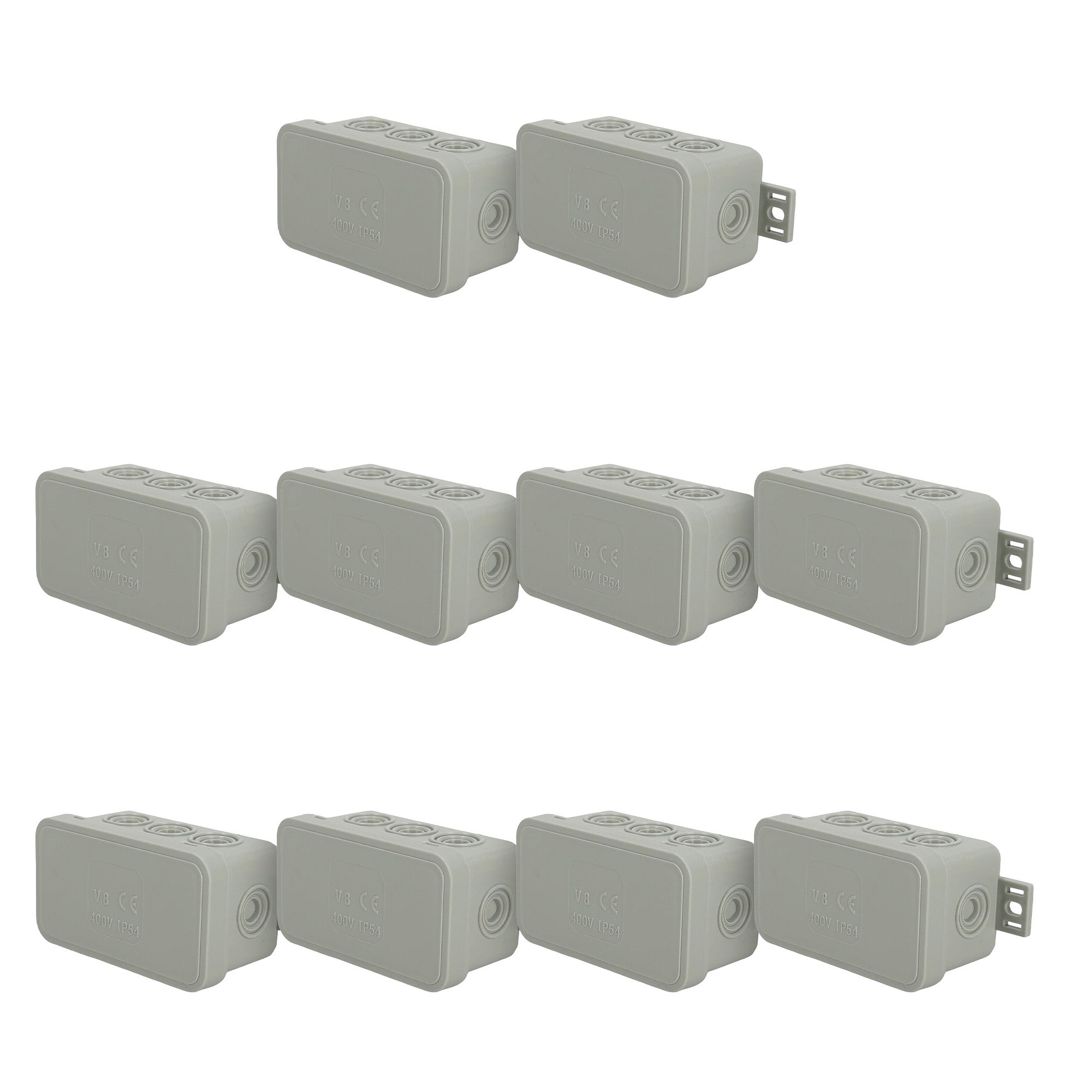 Puszka natynkowa hermetyczna elastyczna 80x45x41mm 12-wlotowa, zamknięcie "na klik" IP54 szara EDO 10 szt.
