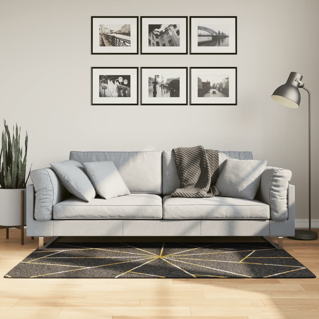 Dywan z możliwością prania, czarno-złoty, 80x150 cm vidaXL