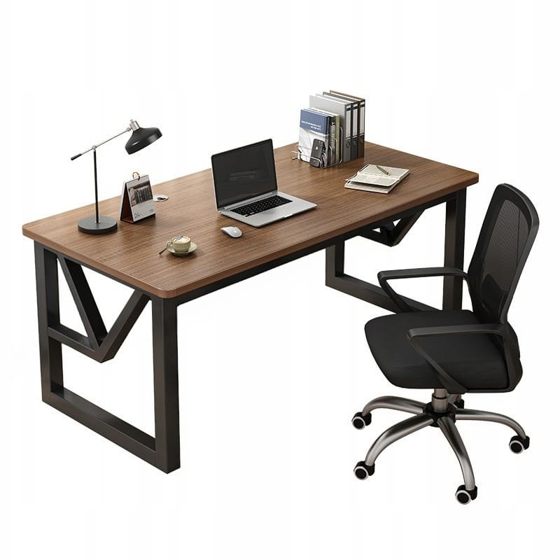 Biurko gamingowe nowoczesne z półką ciemny buk loft industrialne 120 cm