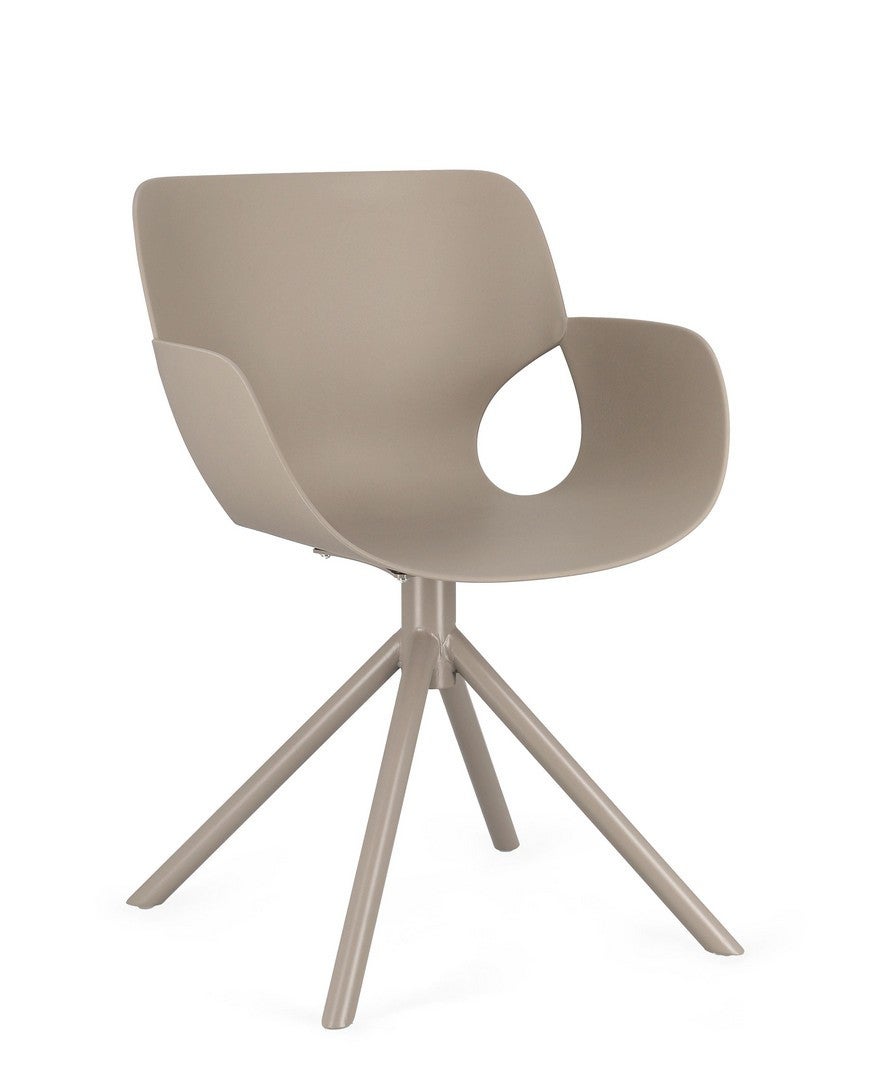 Zestaw 2 krzeseł do jadalni ze stali i szarego polipropylenu