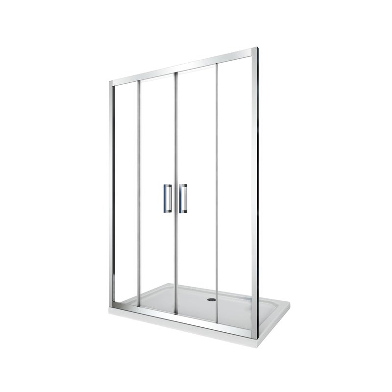 Drzwi prysznicowe z szkła 6 mm, czteroskrzydłowe z otwieraniem centralnym, do montażu we wnęce (między ścianami), wysokość 190 cm, szerokość 188-193