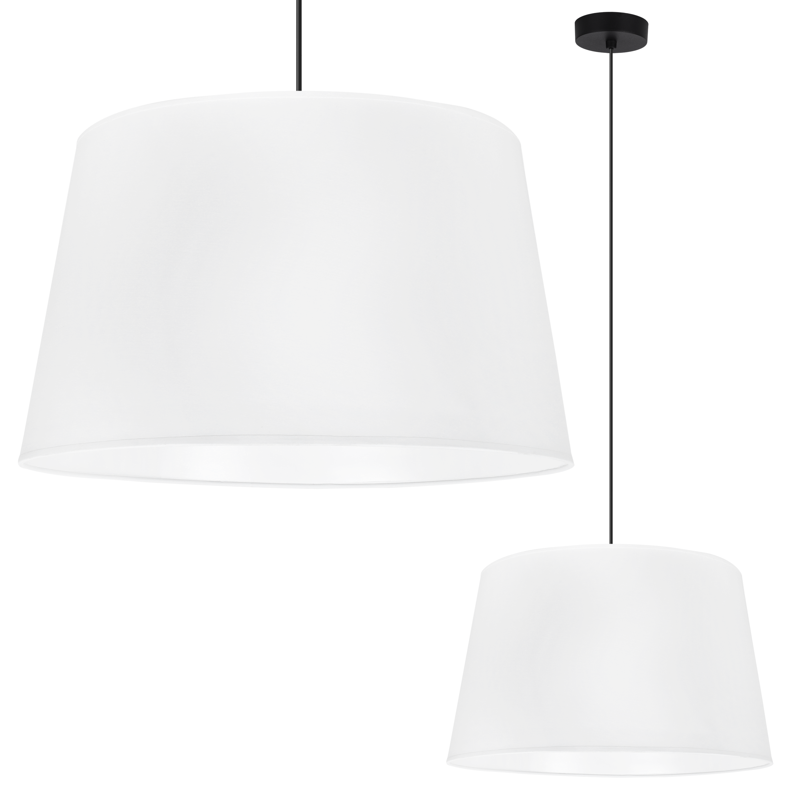 Lampa sufitowa wisząca Gaja czarna boho 1xE27 abażur okrągły stożek 44cm biały Light Home LH