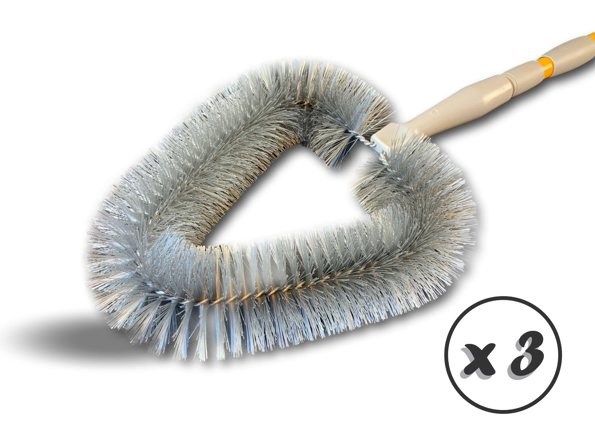 Tête de loup balai brosse vinyle | Lot de 3 | Manche télescopique | 1,10 m à 1,65 m | Nettoyage poussière toiles d'araignées moutons | Plafonds et coi - 2