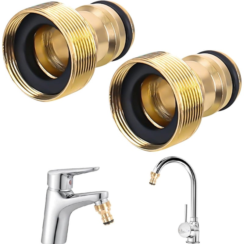 Szybkozłączki mosiężne (opakowanie 2 szt.), adapter 2 w 1 z gwintem wewnętrznym do węży ogrodowych o średnicy 1/2" i 3/4"