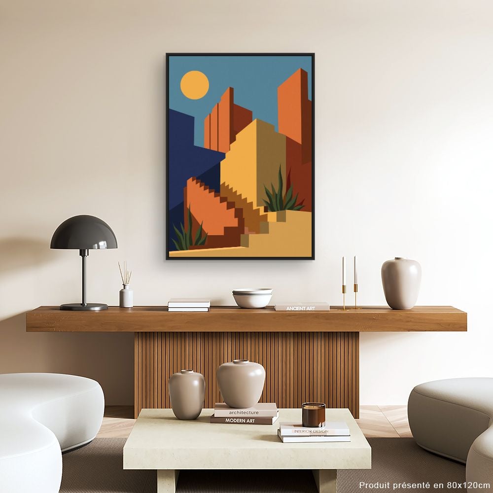 Toile encadrée Architecture ensoleillée / 72x108cm / Cadre Noir / Fabriqué en France / Déco murale / DADA ART - 2