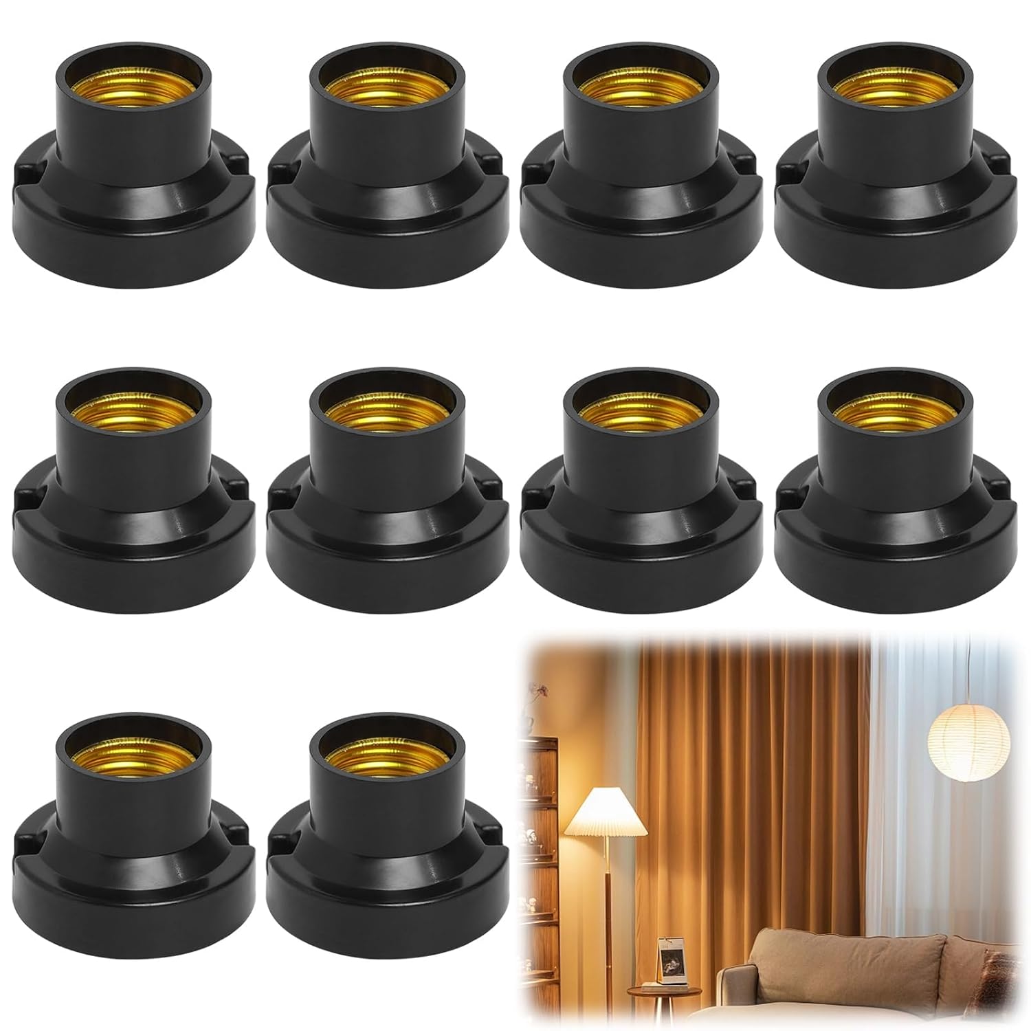 10 gniazd śrubowych E27 do lamp sufitowych - podstawa lampy sufitowej E27 - gniazda do lamp sufitowych wpuszczanych - odpowiednie do lamp żarowych i h - 7