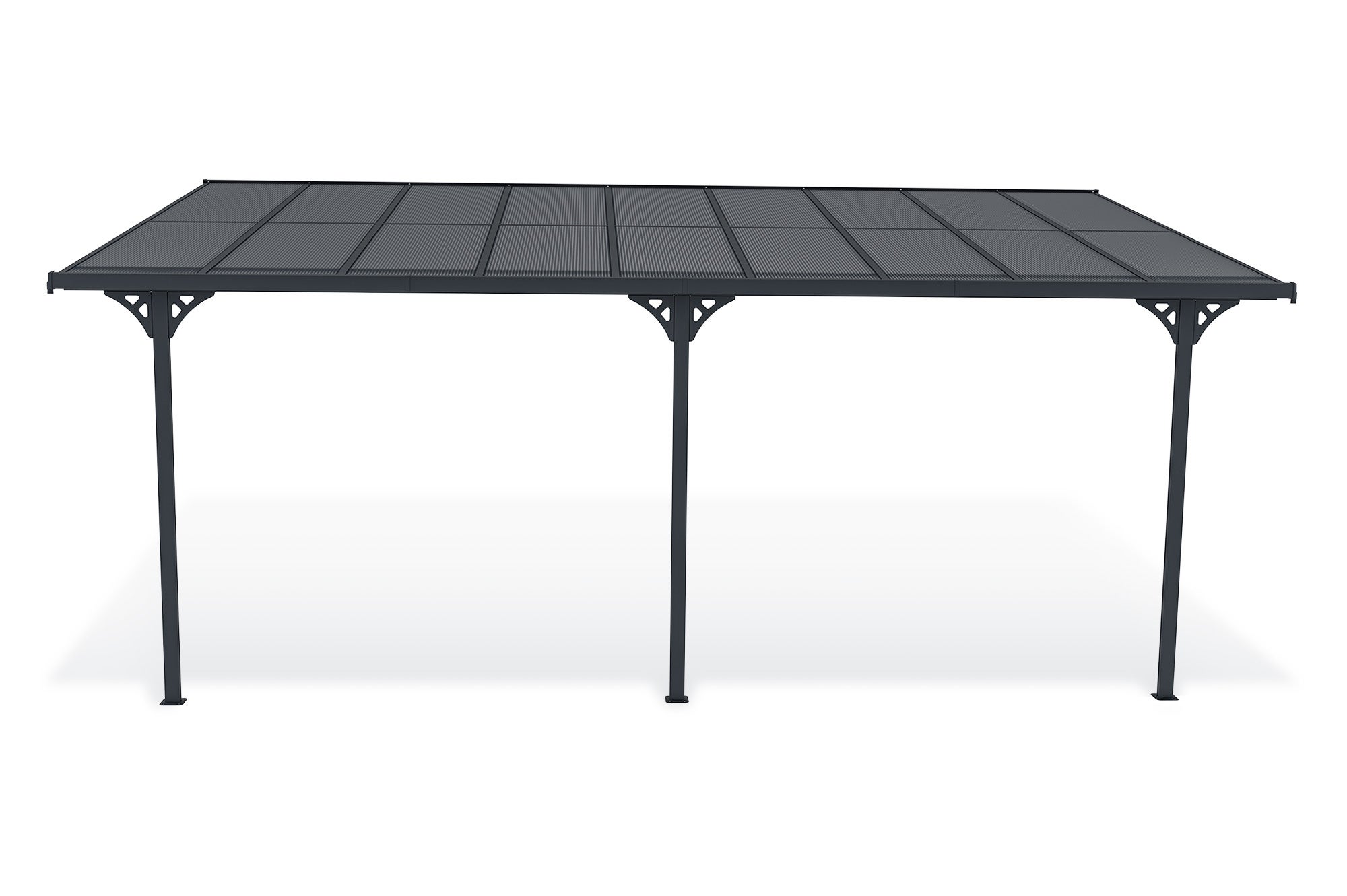 Pergola/Cochera adosada KLEO 5.5m x 3m aluminio Gris - 3