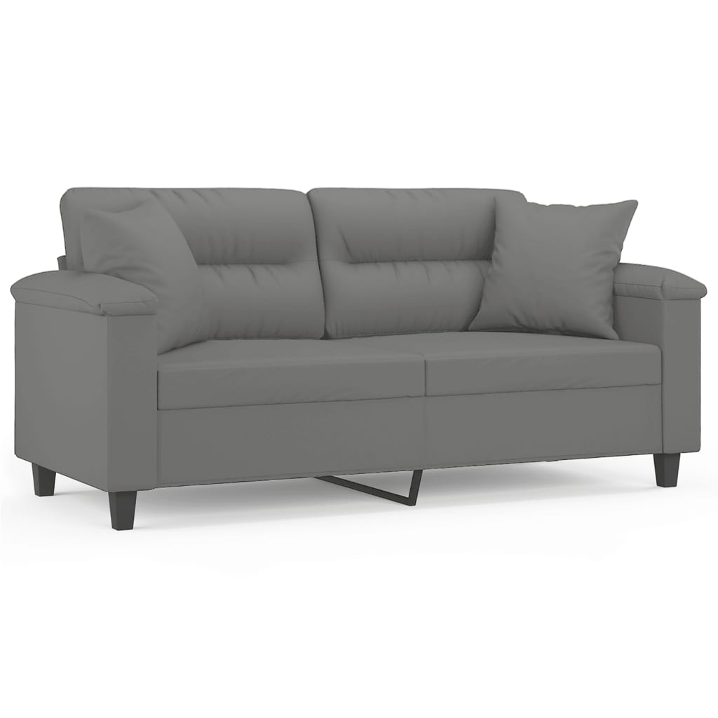 Sofá de 2 plazas | sofá de salón | sofá de descanso con cojines tela microfibra gris oscuro 140 cm cfw44354