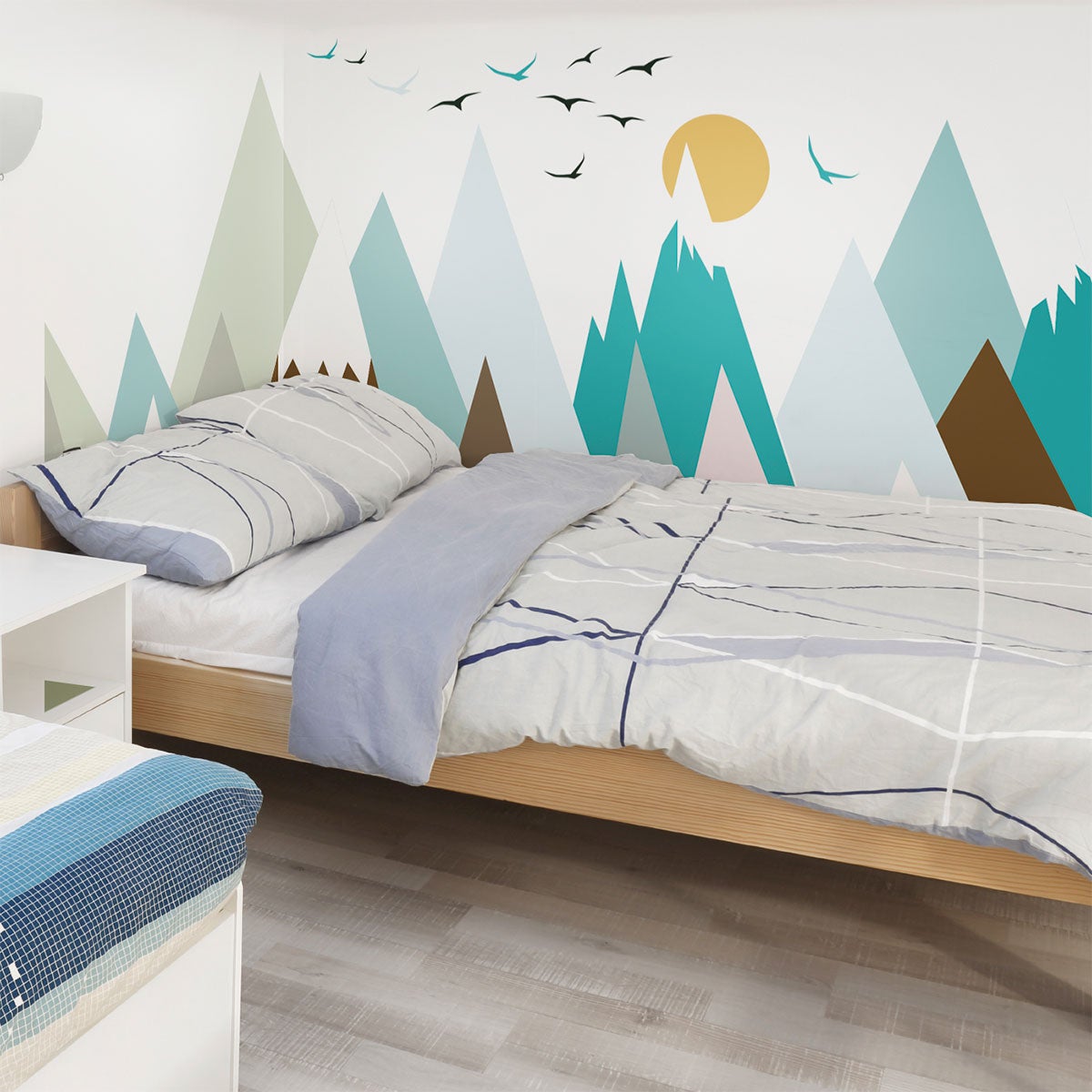 Vinilo niño escandinavo de montaña oyenka - adhesivo de pared - revestimiento sticker mural decorativo - 50x75cm