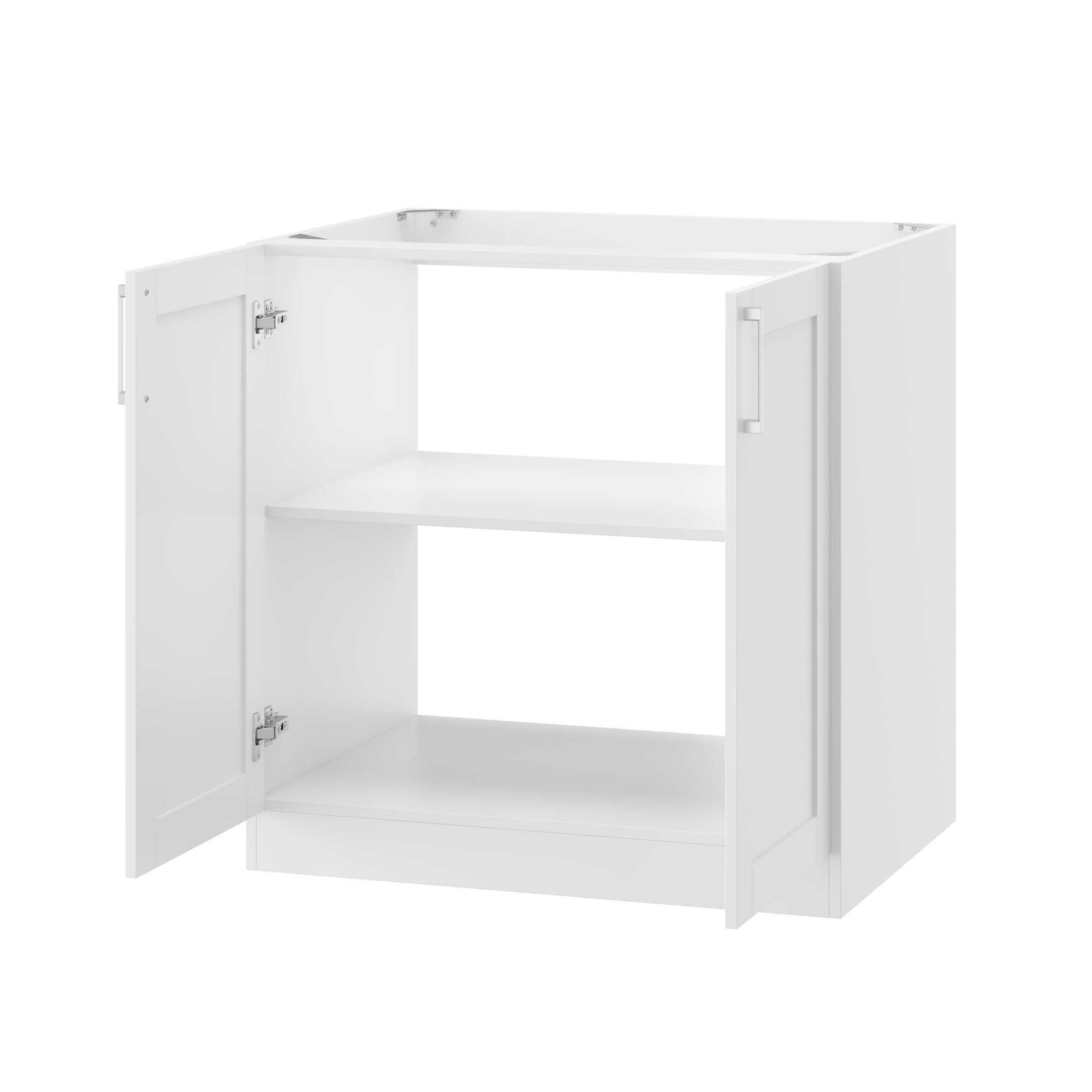 Meuble Bas de Cuisine sans PT, Élément Bas de Cuisine avec 2 Portes et Étagère réglable, 80x61.5x81.5cm, Blanc - 2