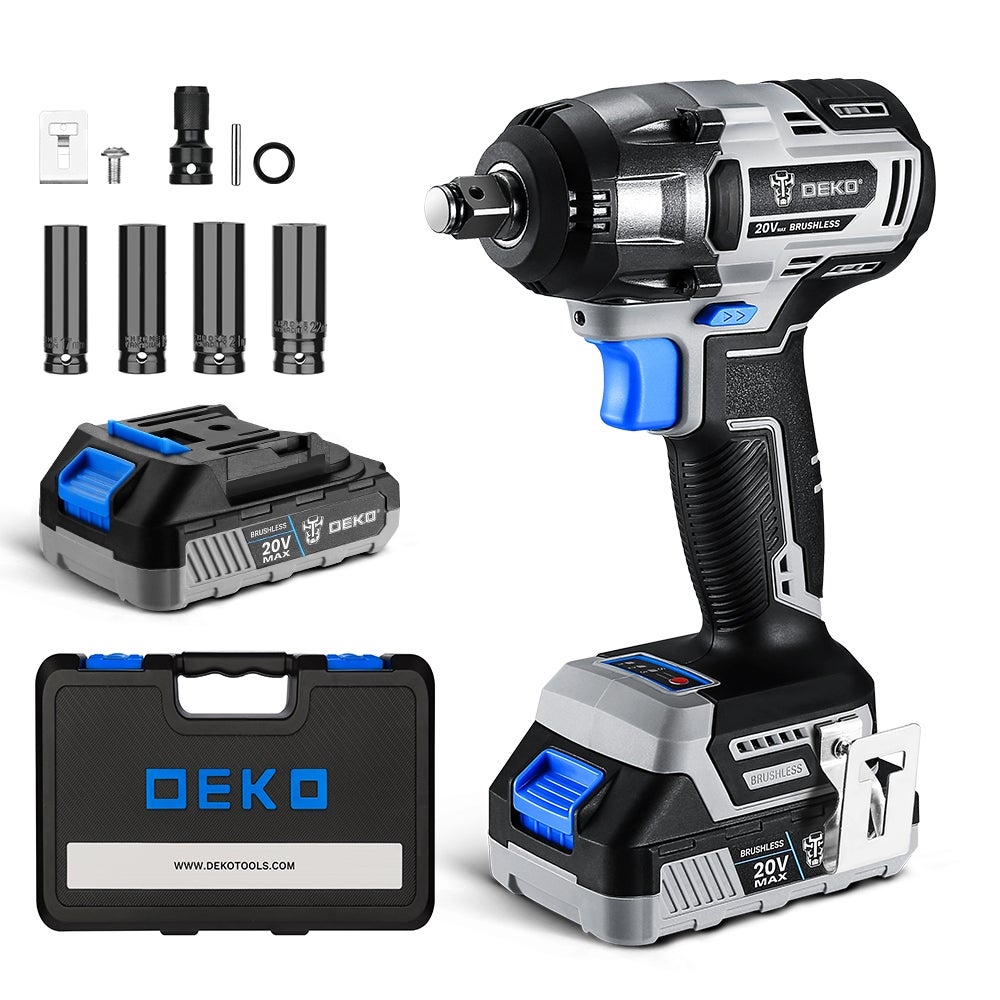 Klucz udarowy akumulatorowy DEKO DKBW20XL01-S3 silnik bezszczotkowy 350 Nm 2x 2 Ah 20V