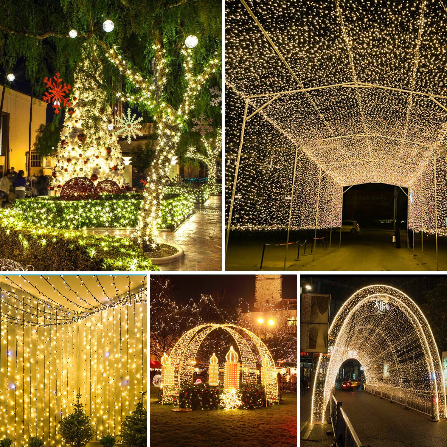 Ghirlanda luminosa a LED solare 800 LED 80 m IP44 8 modalità Matrimonio Esterno Interno Giardino Illuminazione interna natalizie Bianco caldo - 4