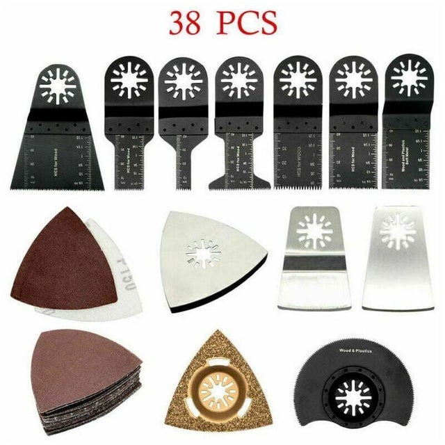 Kit de accesorios de hoja de sierra multiherramienta, 38 hojas oscilantes Multi-Master para Dremel Fein Multimaster Makita Bosch Rockwell