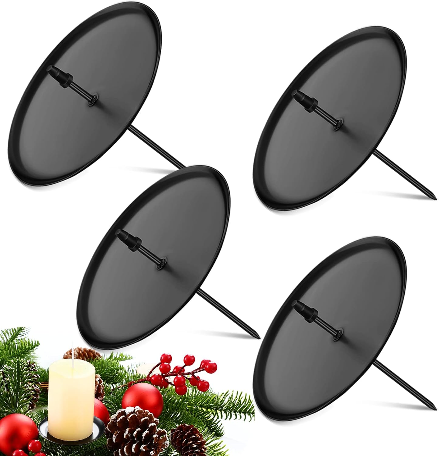 Lot De 4 Bougeoirs Pour Couronne De L'Avent - Doré - 8 Cm Sans Epingle Couronne De