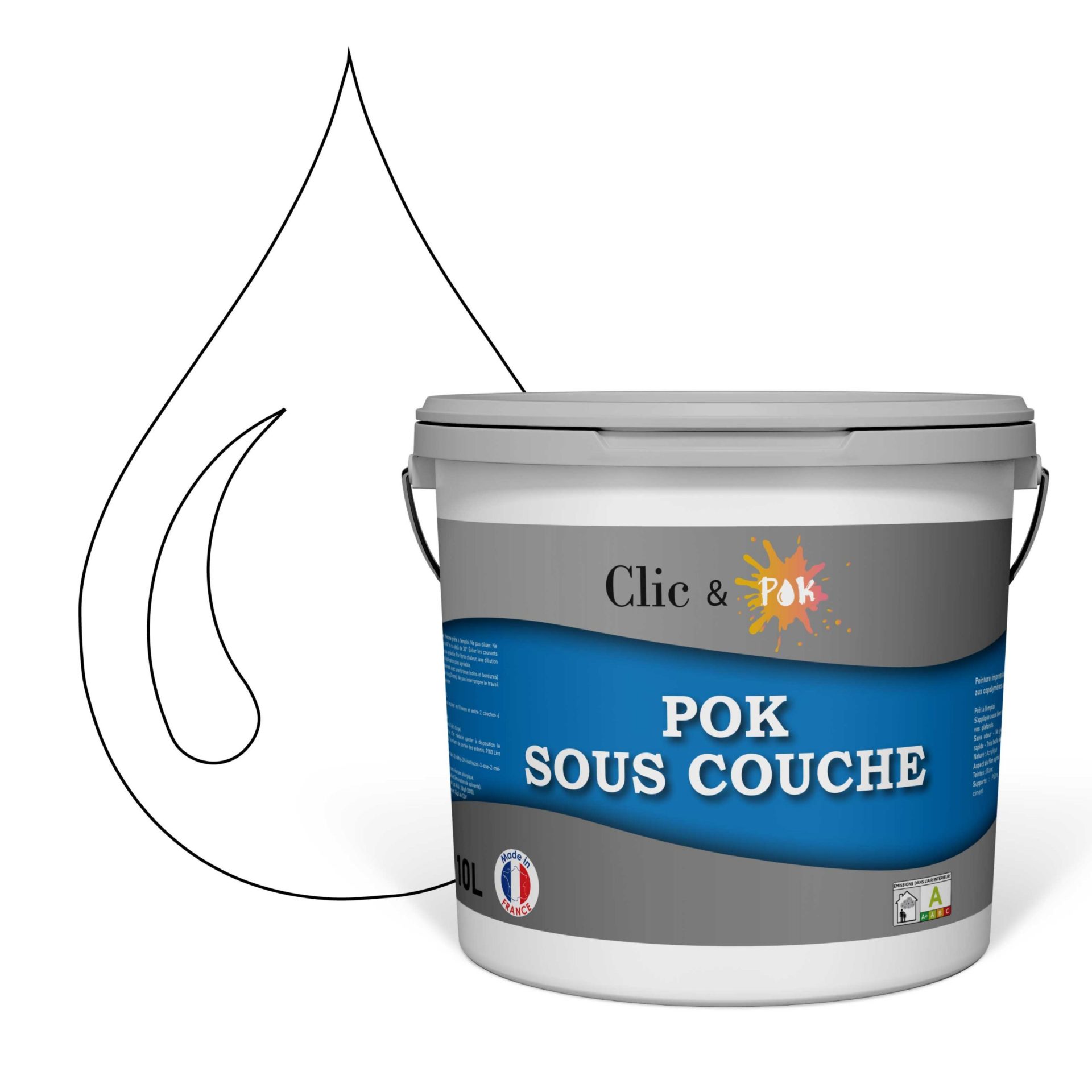POK SOUS COUCHE Peinture SousCouche Acrylique Mate Blanche Murs et Plafonds Intérieurs 10L