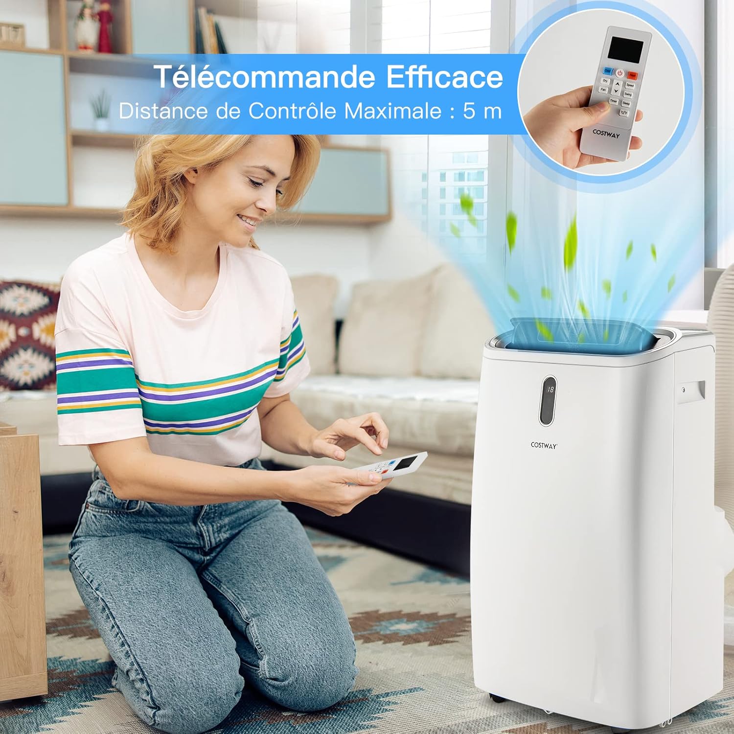 Climatiseur Mobile 5 EN 1 Silencieux 14000BTU, Refroidisseur d'Air, Climatiseur Portable, Chauffage, Ventilateur [Classe énergétique A] - 6