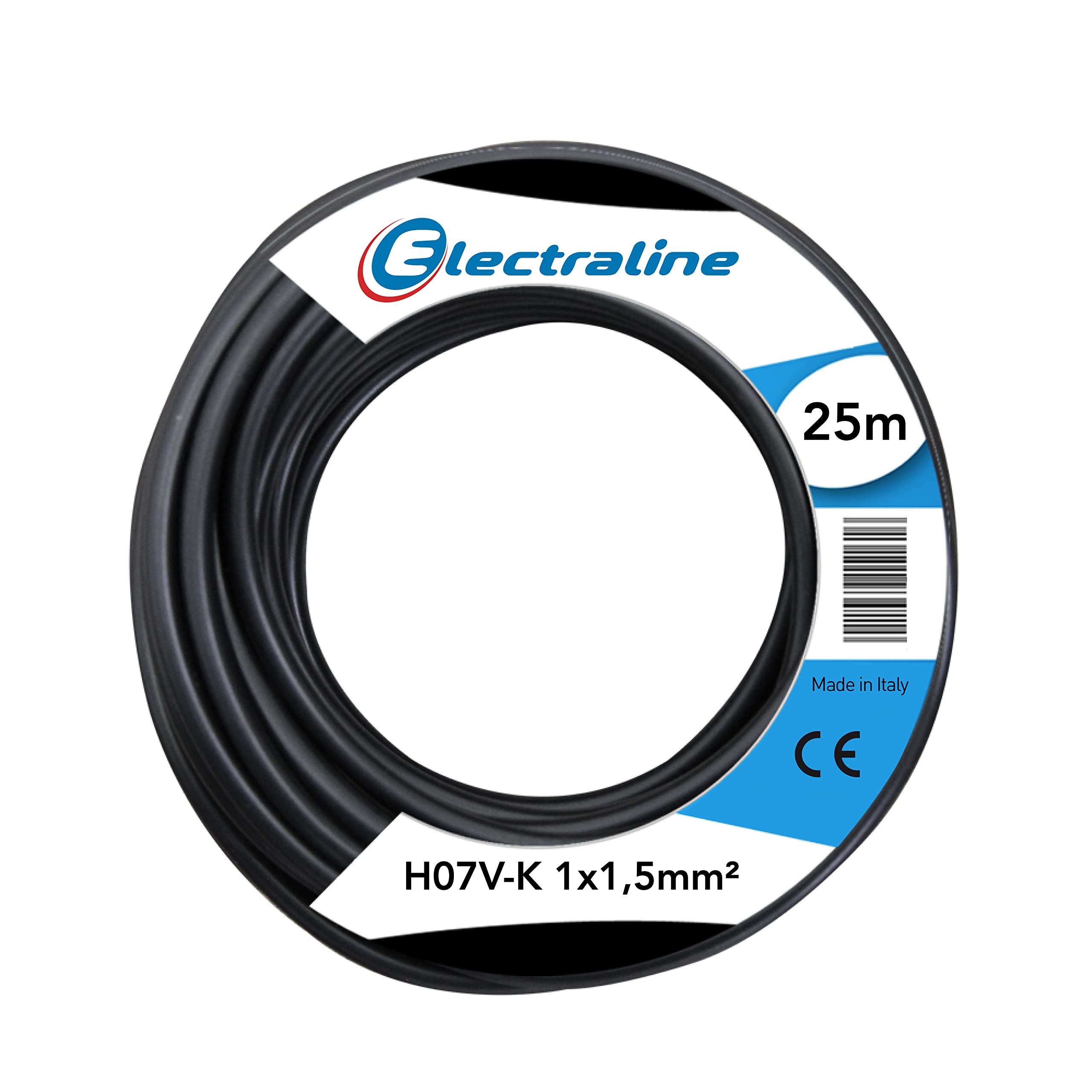 Electraline 15072 Cavo Unipolare N07V-K, Sezione 1x1.5 mm, 25 mt, Nero ...