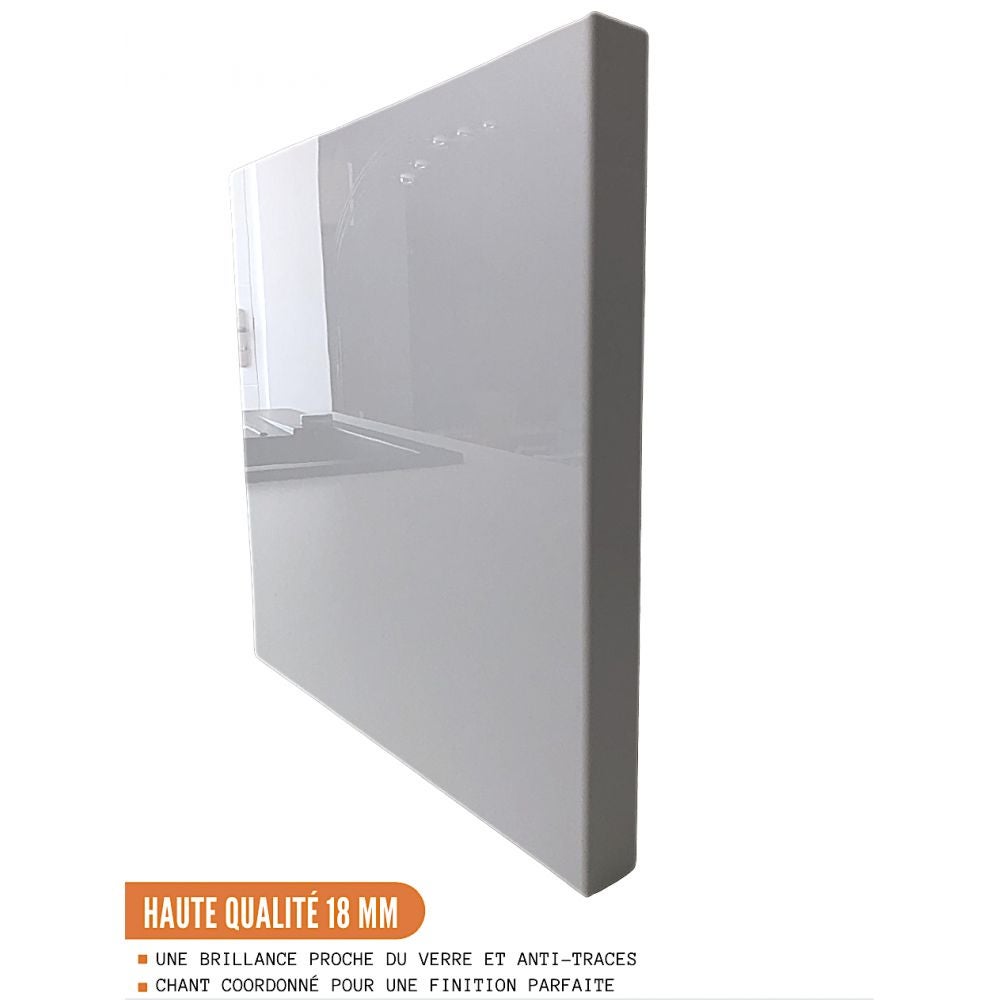 Cuisineandcie - Meuble haut de cuisine Eco Blanc Brillant 2 portes vitrées L 80 cm - 3