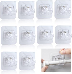10 Ganci Autoadesivi In Plastica Per Tende A Rete, Bianchi, 2.8x1.9cm, Adatti Per Appendere Aste Leggere E Decorazioni