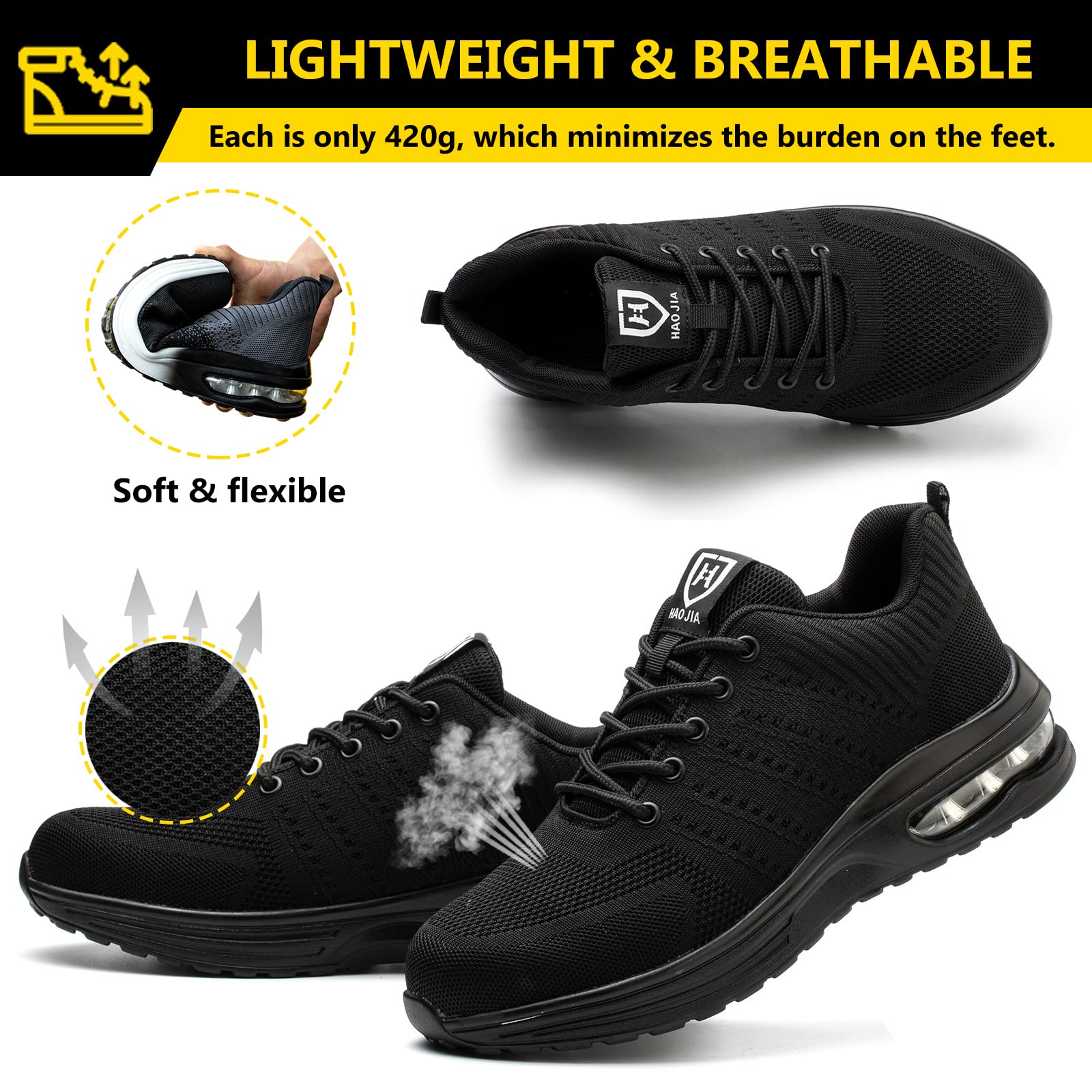 Chaussures de Sécurité Hommes Femmes Légère Basket Securite Confortable Antidérapante Chaussures de Travail Respirantes - 3