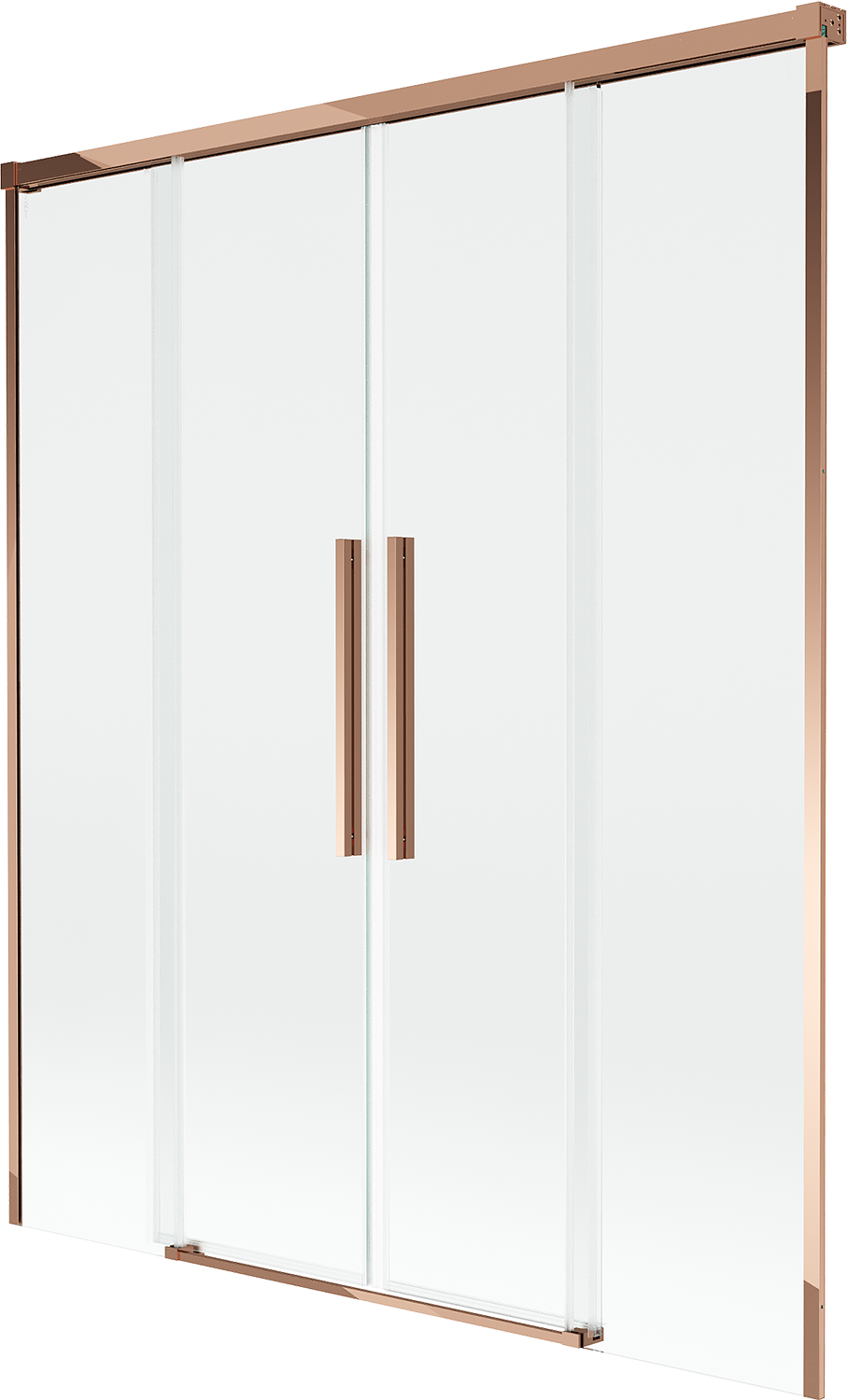 Mexen Rox parawan nawannowy 2-skrzydłowy rozsuwany 140 x 150 cm, transparent, różowe złoto - 8C9-140-002-60-00