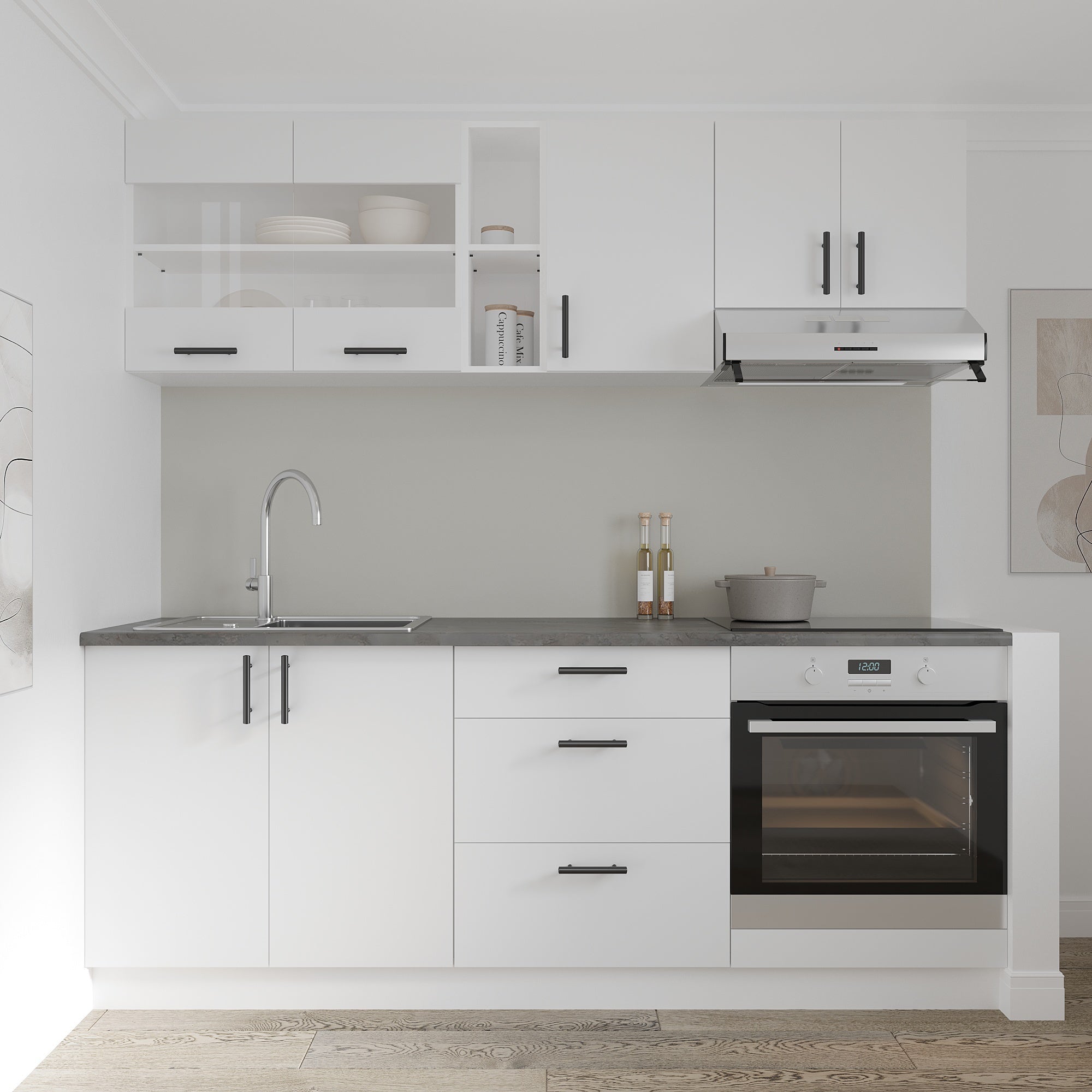 Meuble bas haaus Karo, 3 tiroirs, Blanc, 60 x 50 x 80 cm - 4