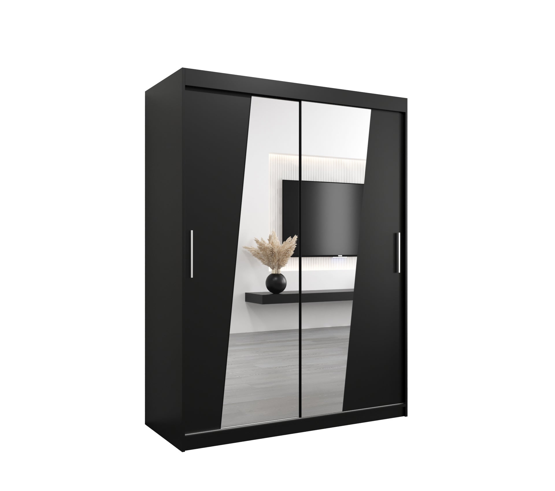 Szafa przesuwna garderoba RHOMB 150 x 62 x 200 cm Czarny - Abiks Meble