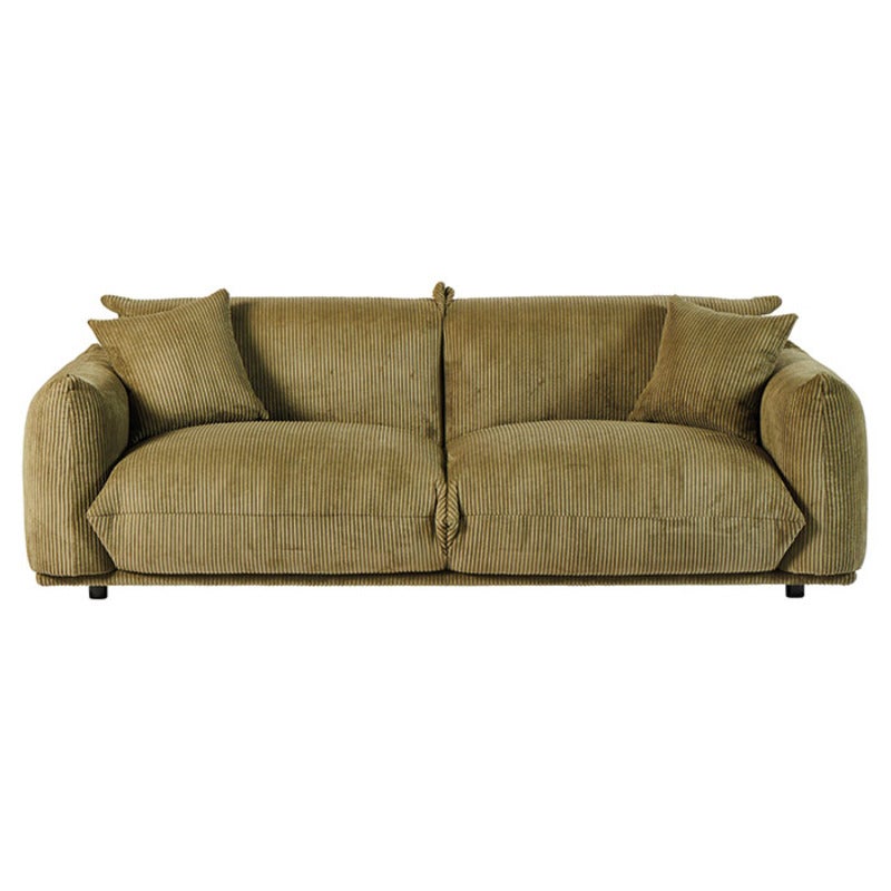 Canapé 3 places velours côtelé kaki Moon Casita MOLINKAK 22 - L 221 x l 93 x H 76 cm - Kayu Meuble - 3