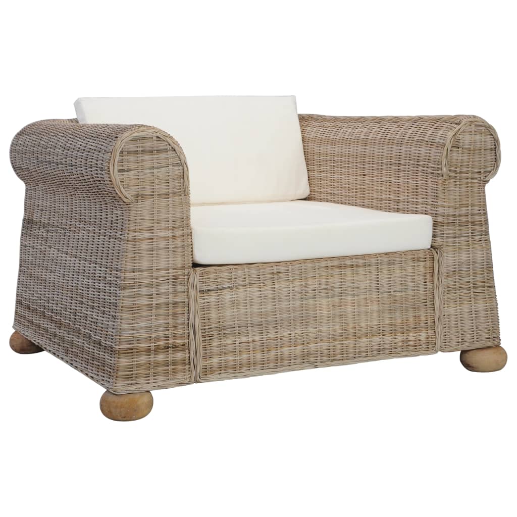 Maison Exclusive Poltrona con Cuscini in Rattan Naturale Leroy