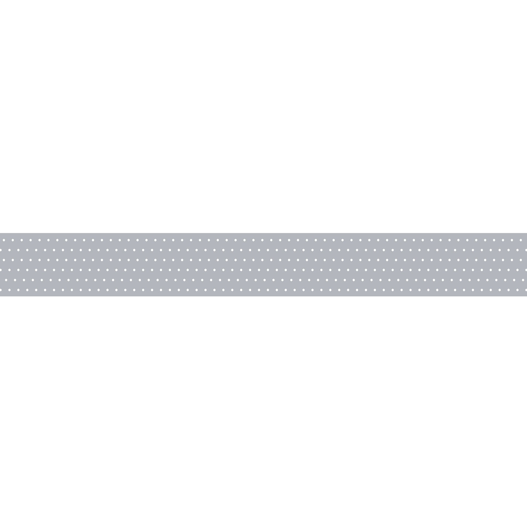 Frise adhésive décorative autocollante, frise adhésive gris à pois blanc, 10 cm X 300 cm - 2