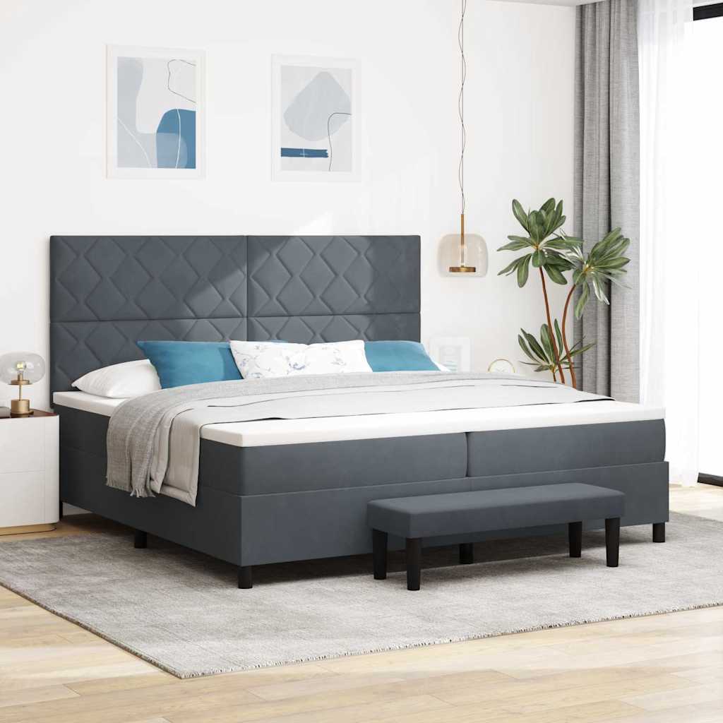 Cadre de lit avec matelas Gris foncé 200 x 200 cm Velours | Leroy Merlin