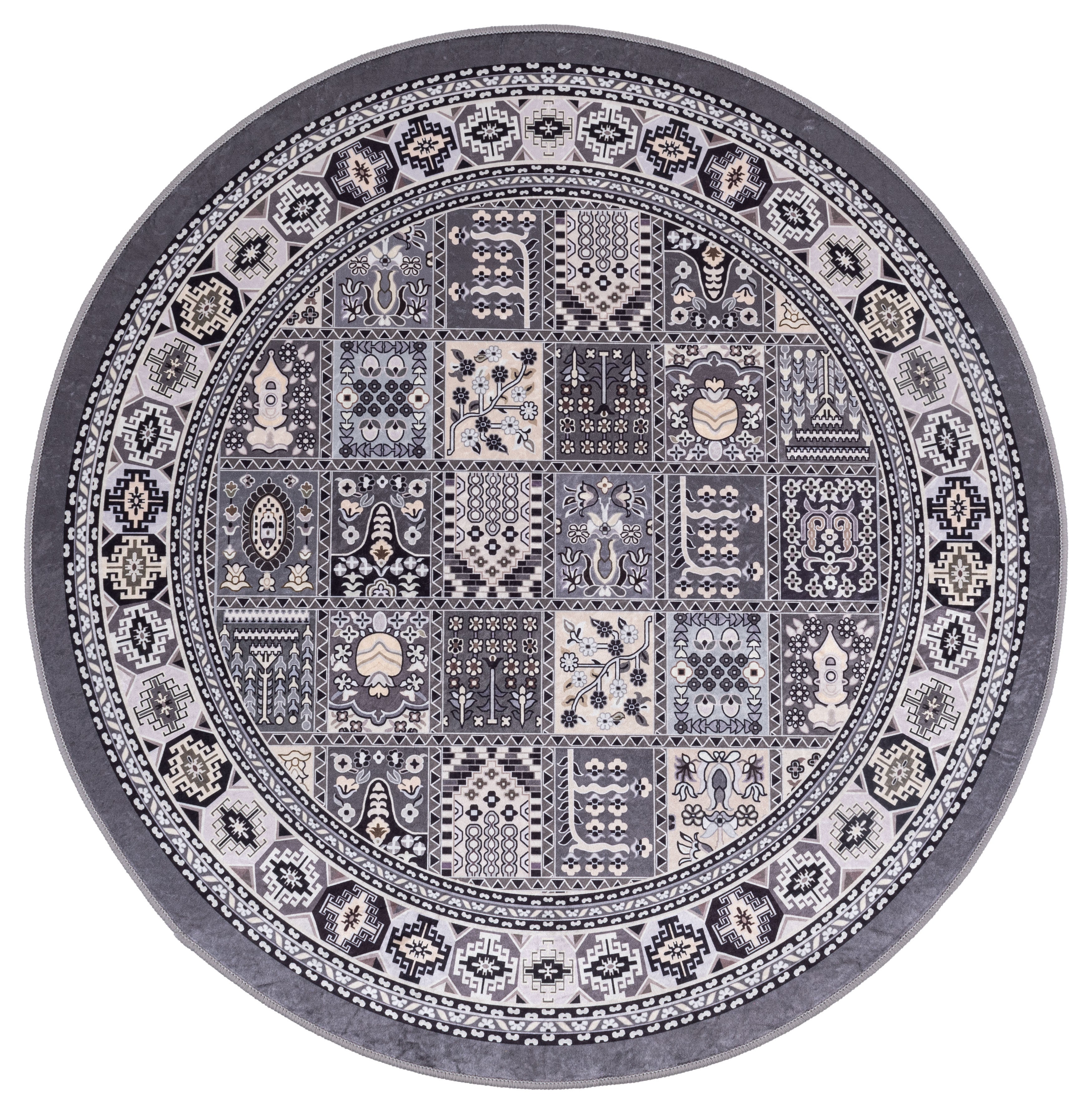 Dywan Multidecor Print Shine 133 cm koło orientalny szary 1 szt.