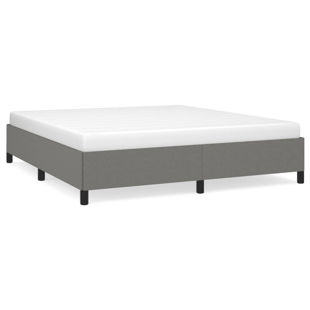 Cadre de lit sans matelas gris foncé 160 x 200 cm tissu - 2