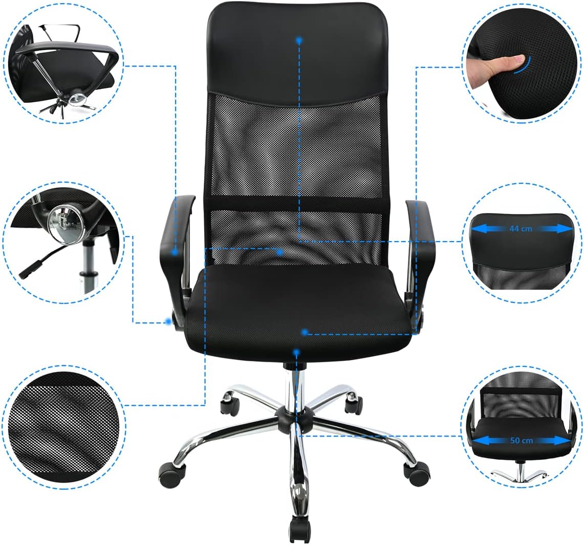Sillón de despacho Meeting altura ajustable negro 110/120x50x50 cm - 7