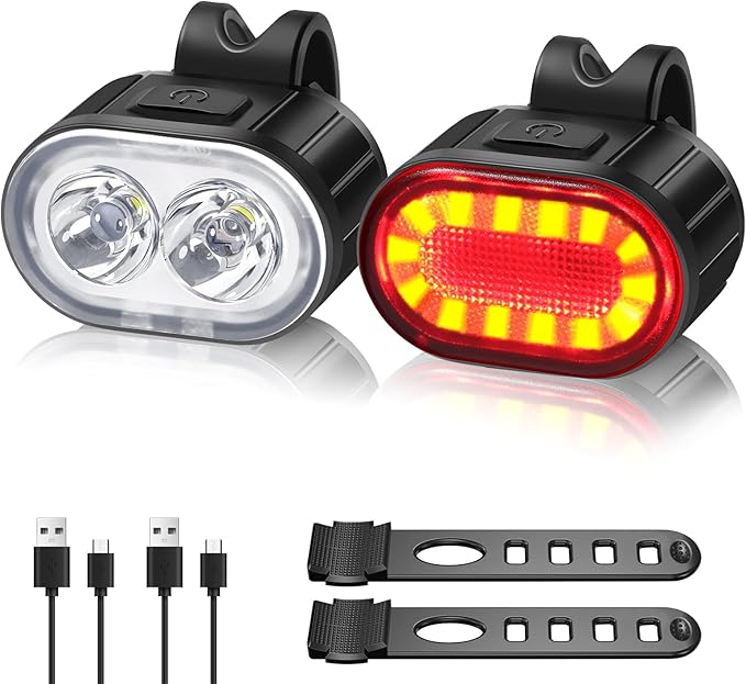 Phare Vélo LED Puissant 2-en-1 Avec Klaxon 80 DB – Étanche IPX4, Rechargeable USB-C, 130 Lumens, 3 Modes D'Éclairage + 4 Sonneries, Fixation Sans Outil