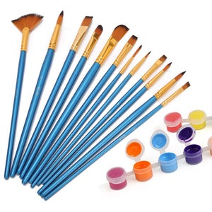 Pinceaux éventail En Nylon – Lot De 5 Tailles (2 à 10), Manche Bois, Pour Acrylique, Huile Et Aquarelle
