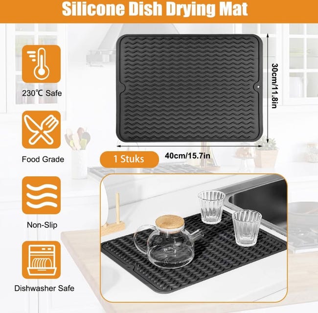 Grand Tapis Silicone Antidérapant 40x30 Cm - Protection Plan De Travail Résistante Chaleur & Anti-Adhésive