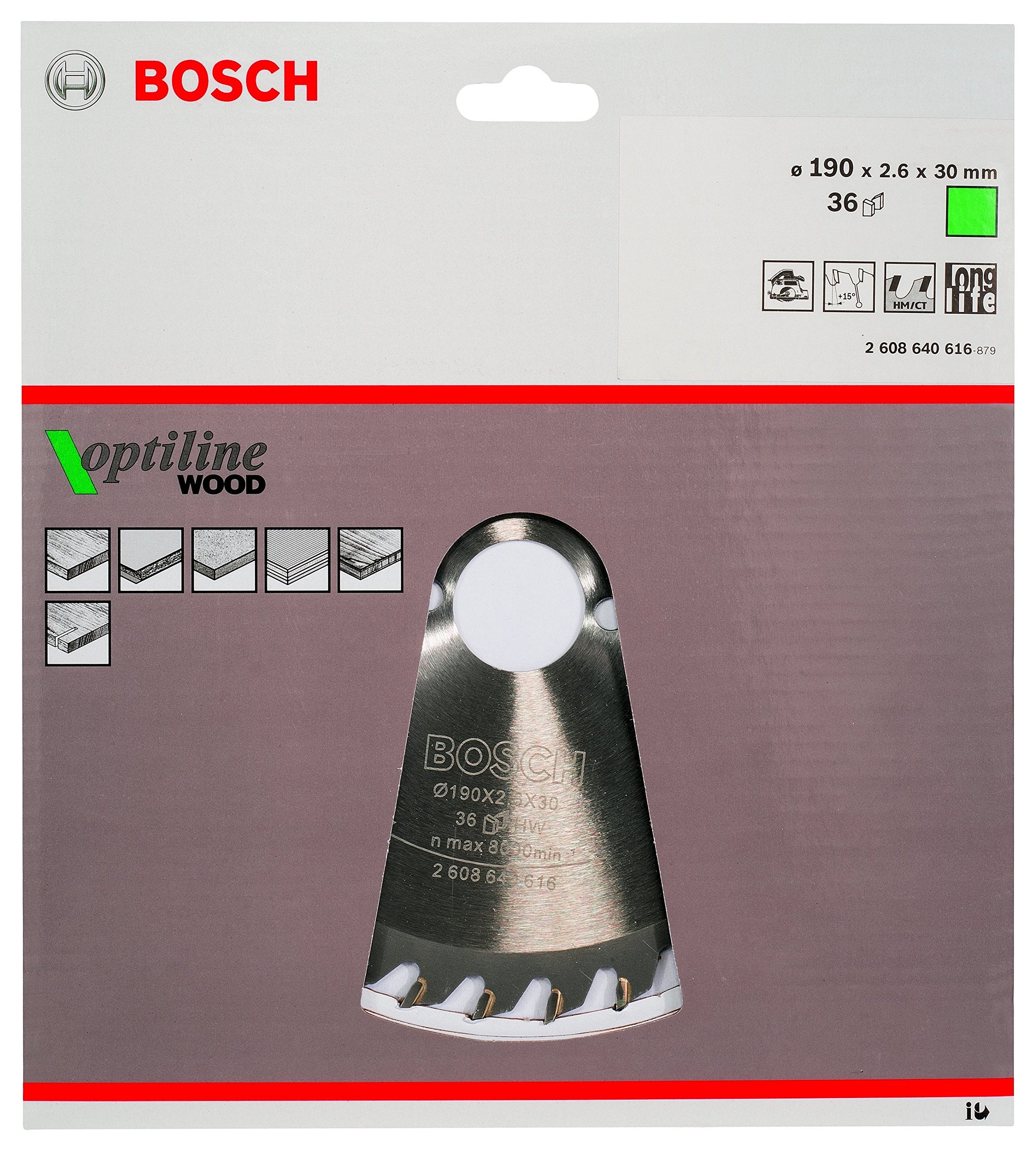 Lame de scie circulaire BOSCH pour bois, 190 x 30 x 2,6 mm et 36 dents - 7