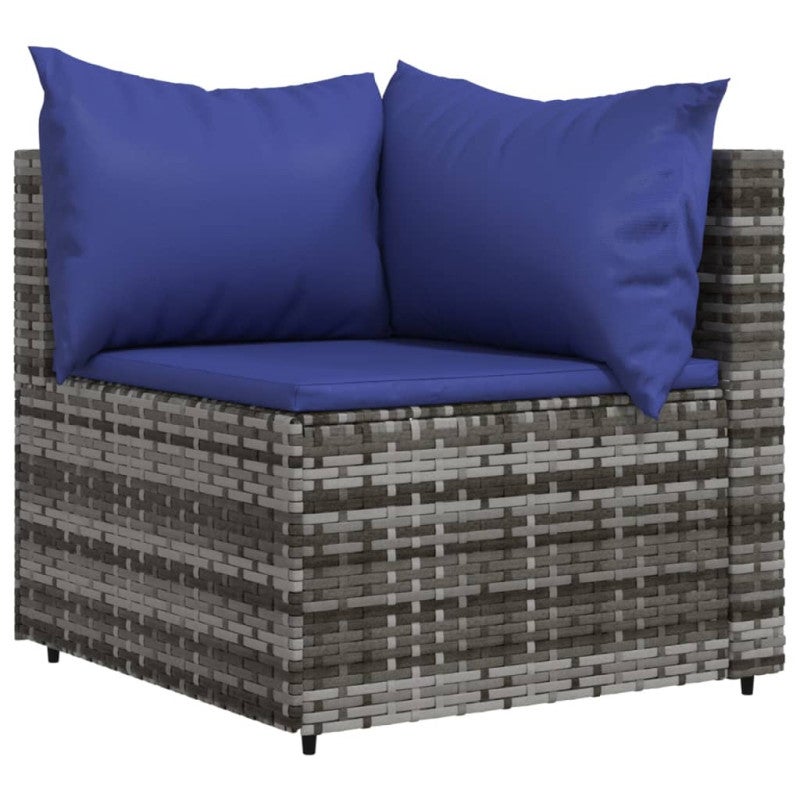 Set Divani da Giardino 3 pz con Cuscini in Polyrattan Grigio vidaXL - 4