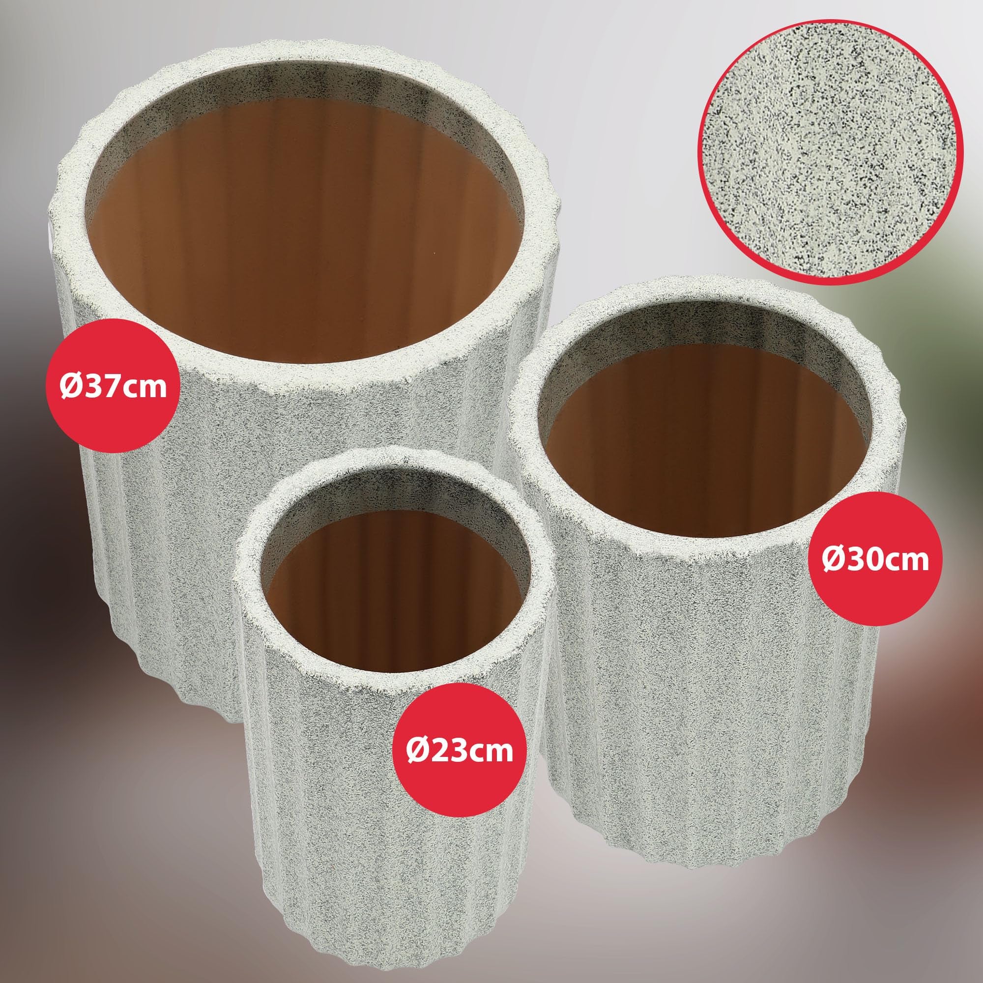 Komplet 3x doniczka donica ceramiczna ogrodowa z odpływem na kwiaty rośliny - KOTARBAU - 9