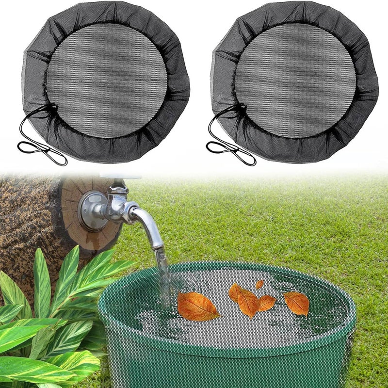Zestaw 2 siatek na beczkę na deszczówkę, pokrowiec ochronny 100 cm ze sznurkiem ściągającym, ochrona przed komarami i liśćmi o średnicy 100 cm