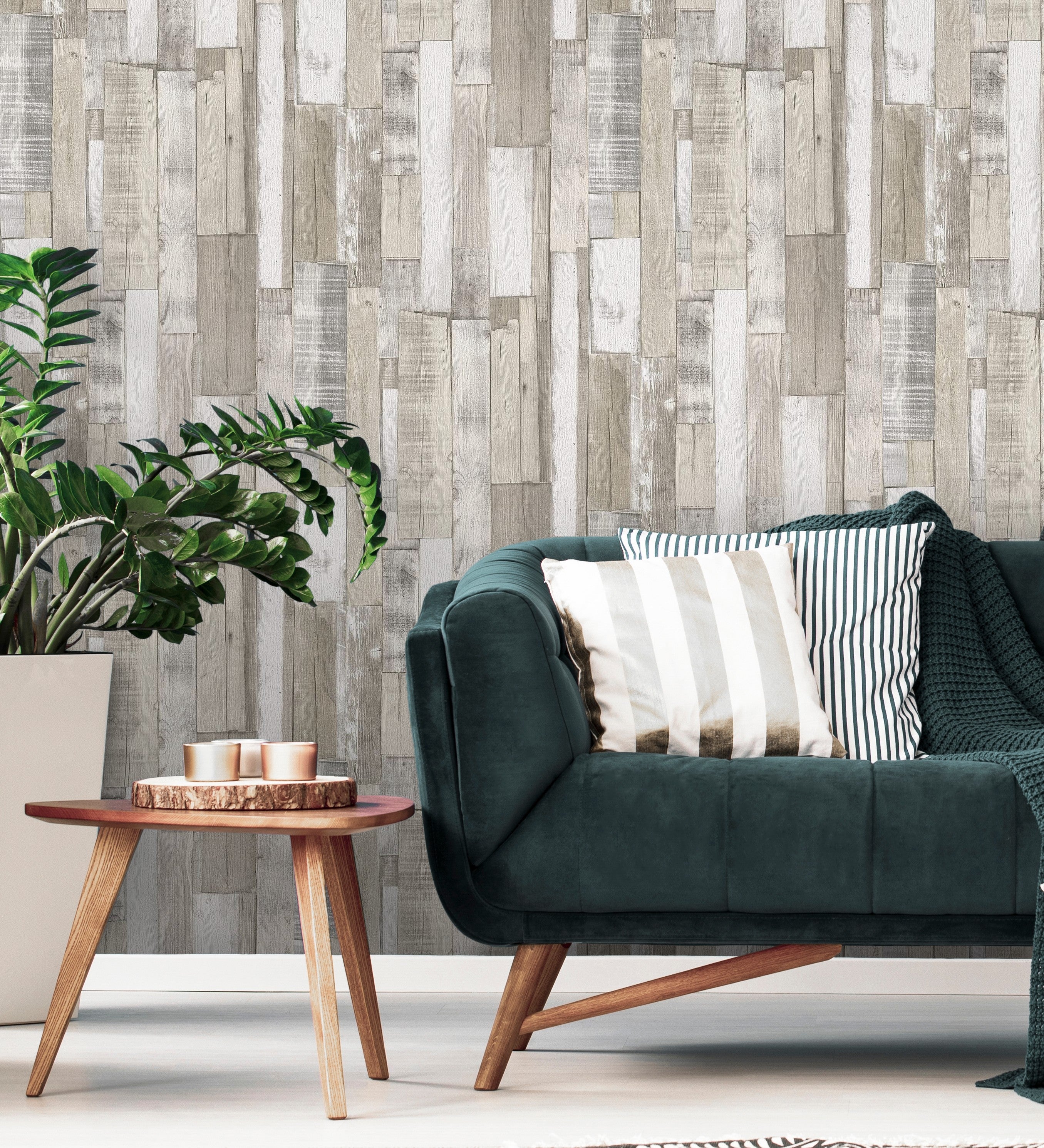 Papier peint planche de bois style nordique texturé beige gris - Suances 6219 de GAULAN - Rouleaux de 10 m x 0,53 m - 6