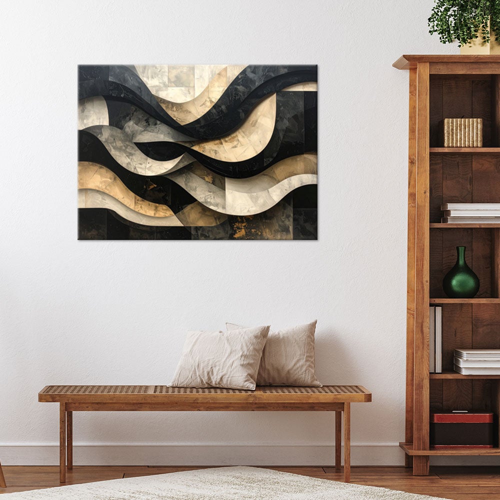 Obraz, Abstrakcyja 3D czarno złoty 90x60 - 2