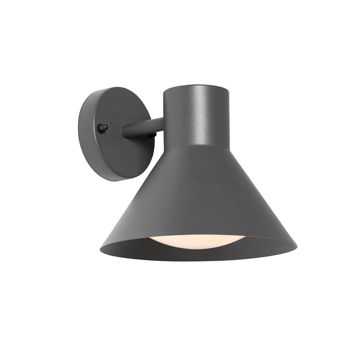 Industrialna lampa ścienna zewnętrzna ciemnoszara stożek IP44 - Natas