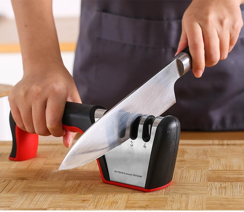 Affilacoltelli professionale, affilacoltelli da cucina 4 in 1, affilacoltelli con cuscinetto in gomma antiscivolo. - 2